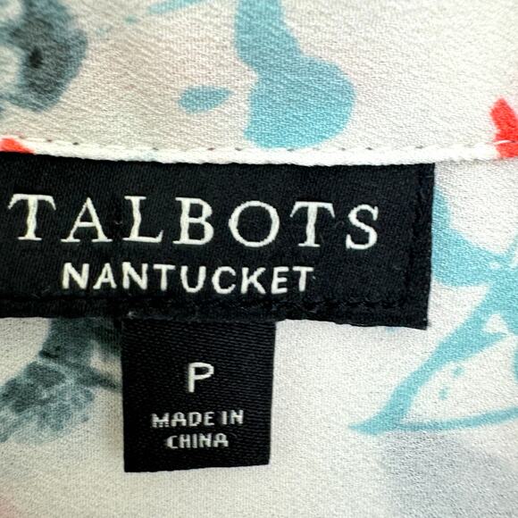 Talbots Women's Nantucket Size P Tropical Floral Button Front Blouse Coral - Picture 2 of 6